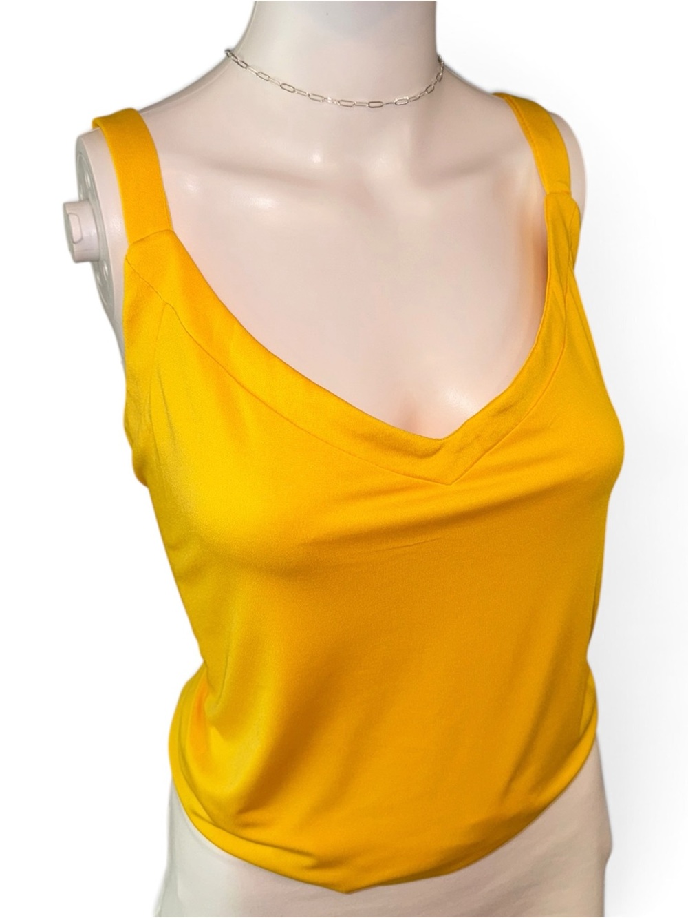 Mustard Yellow V-Neck Tank Top Women's XXL Sleeveless Summer Basic Shirt